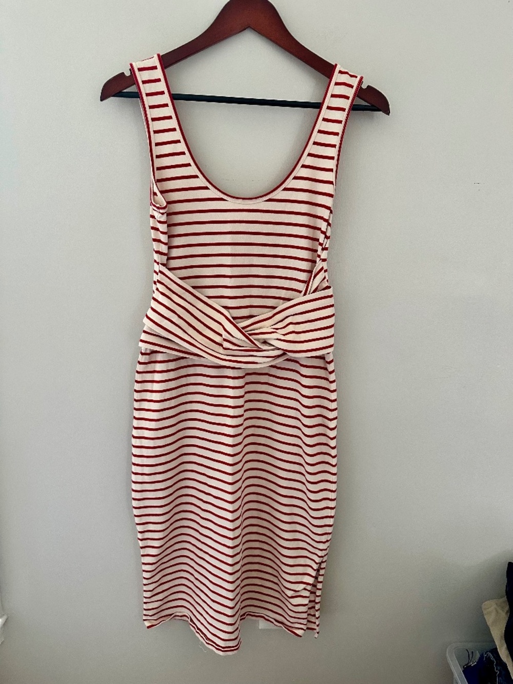 Maeve T-Shirt Midi Red Striped Dress Size Small 4th of July, Summer Party